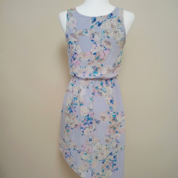 Lavender Pastel Floral Layered Sheer Dress Flowy - Picture 5 of 7